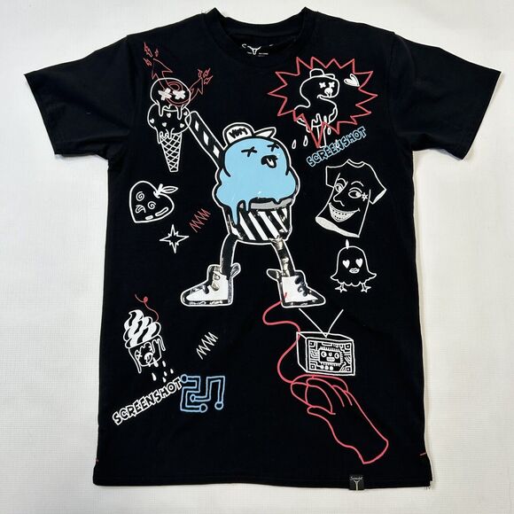Screenshot Brand Black T Shirt Small Ice Cream Baseball Graphics Streetwear Hip - Picture 1 of 8